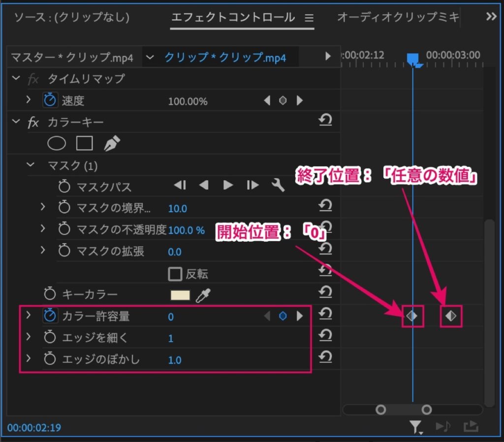 カラーキーエフェクト-設定