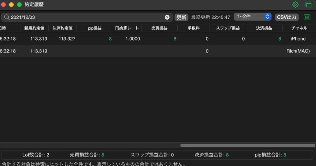 2日目：売買実績