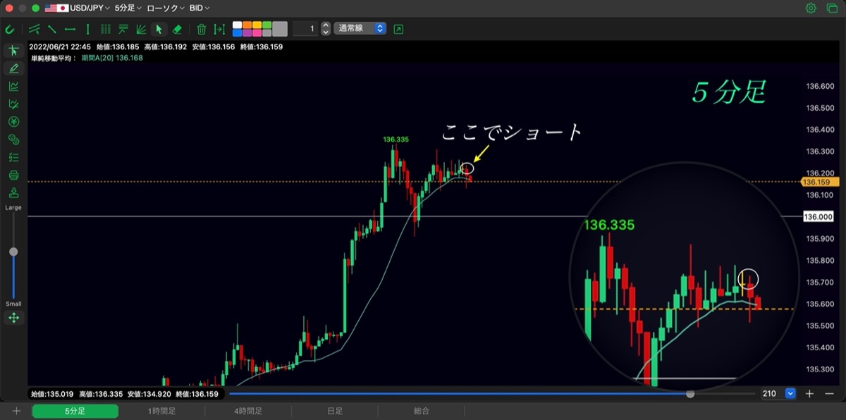 202日目-エントリー②-最高値付近からのショート
